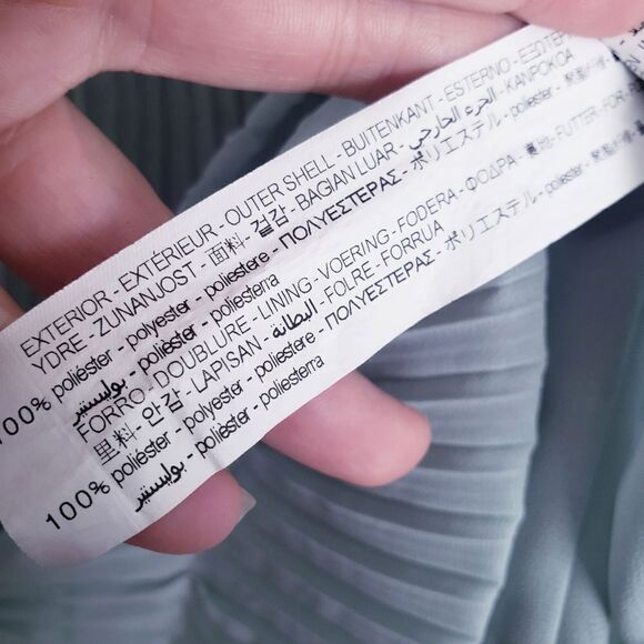 Zara Muted Seafoam‎ Pleated Off The Shoulder Midi Dress - Picture 9 of 10